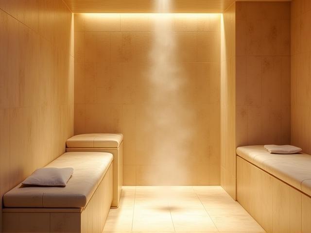 Luxurious steam room for relaxation at Al Saqr Fitness