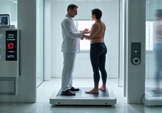 Advanced body composition analysis machine in use