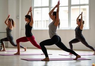 Energetic yoga class at Al Saqr Fitness