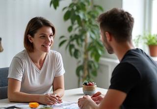 Nutritionist discussing a meal plan with a client