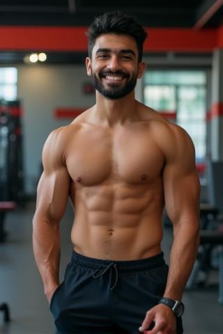 Hassan M. after his transformation at Al Saqr Fitness looking fit and happy